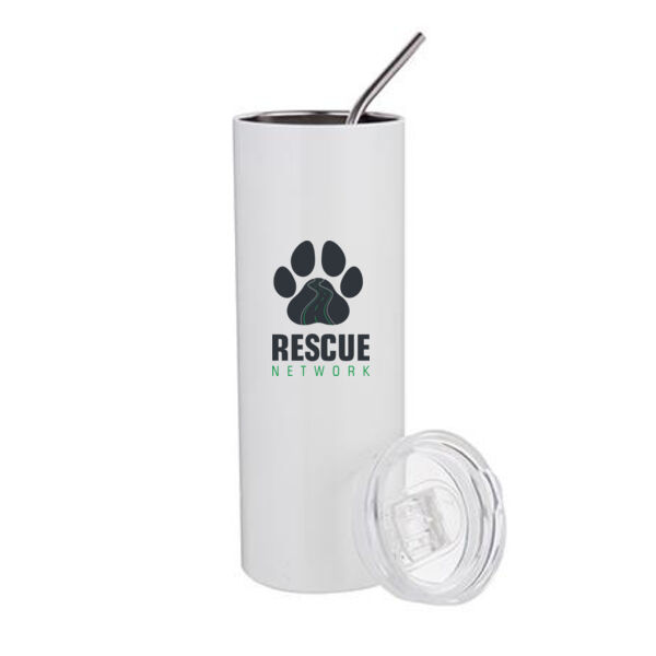 20oz. Stainless Steel Tumbler w/Straw - Sublimated Logo Thumbnail